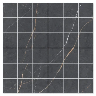 Marmor Mosaik Klinker <strong>Royal</strong>  Mörkgrå Polerad 30x30 (5x5) cm